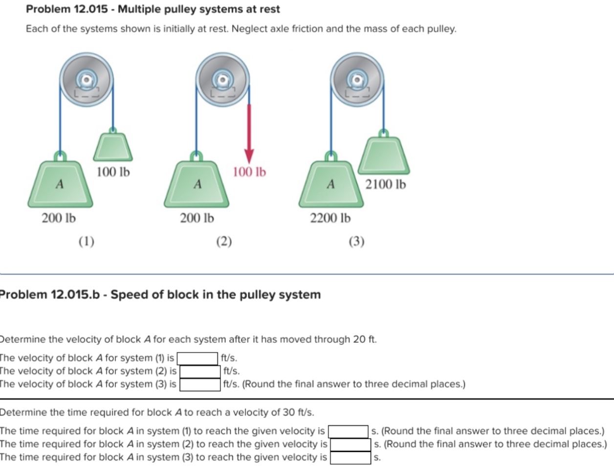 Problem 1 2 . 0 1 5 - Multiple pulley systems at
