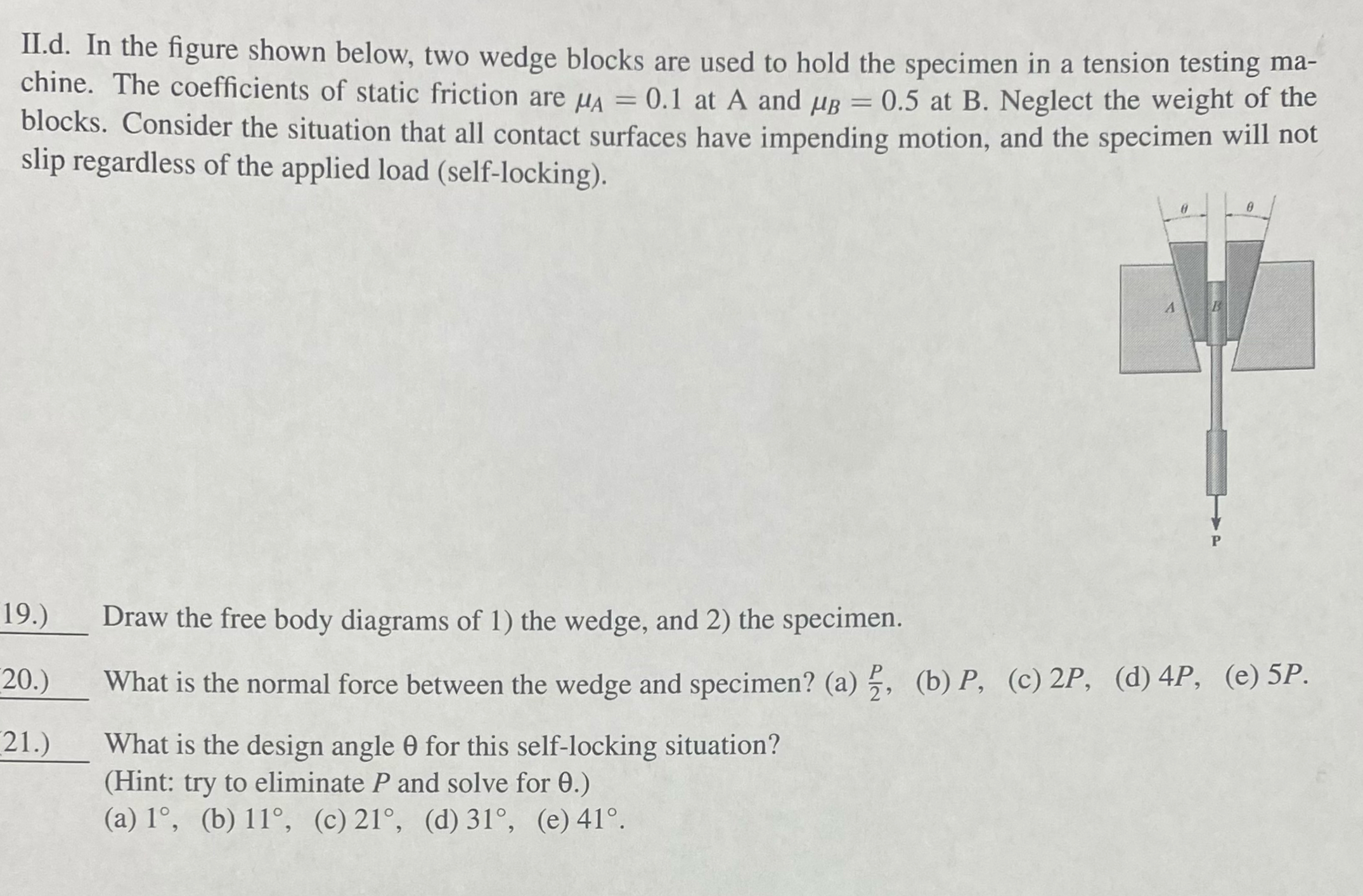 II . d . In the figure shown below, two wedge