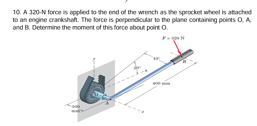 A 3 2 0 - N force is applied to the end of the