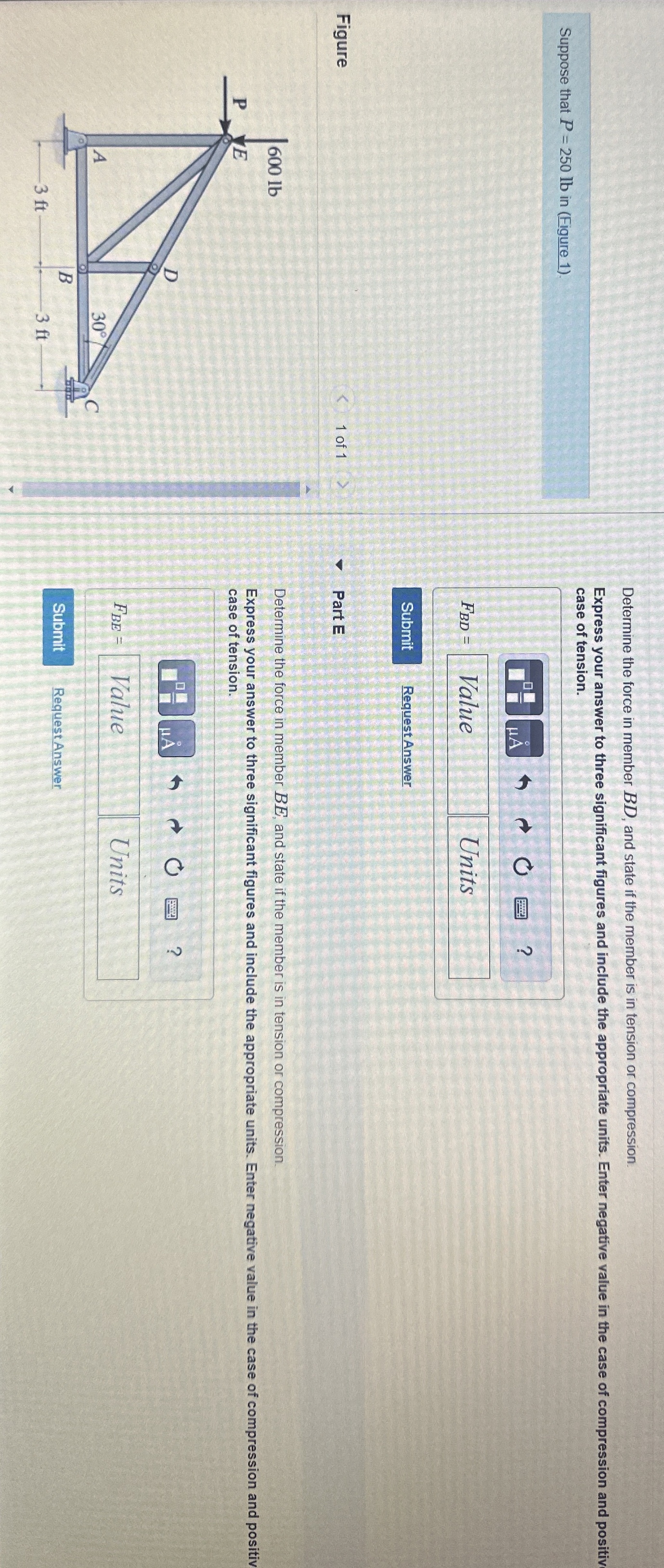 Suppose that P = 2 5 0 l b in ( Figure 1 ) Figure