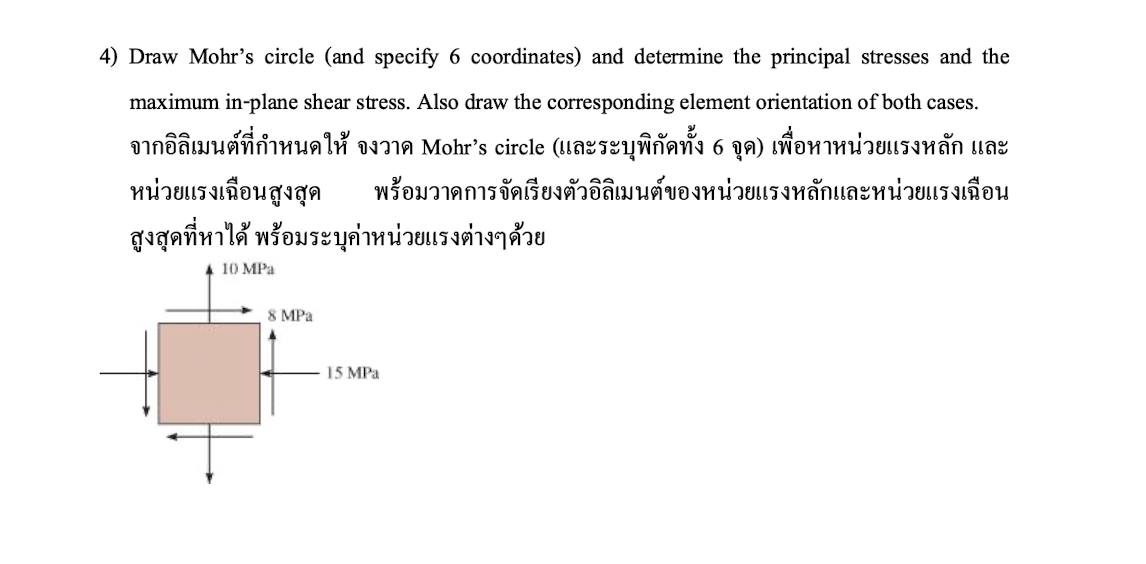 4 ) Draw Mohr's circle ( and specify 6