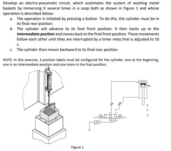 Develop an electro - pneumatic circuit, which