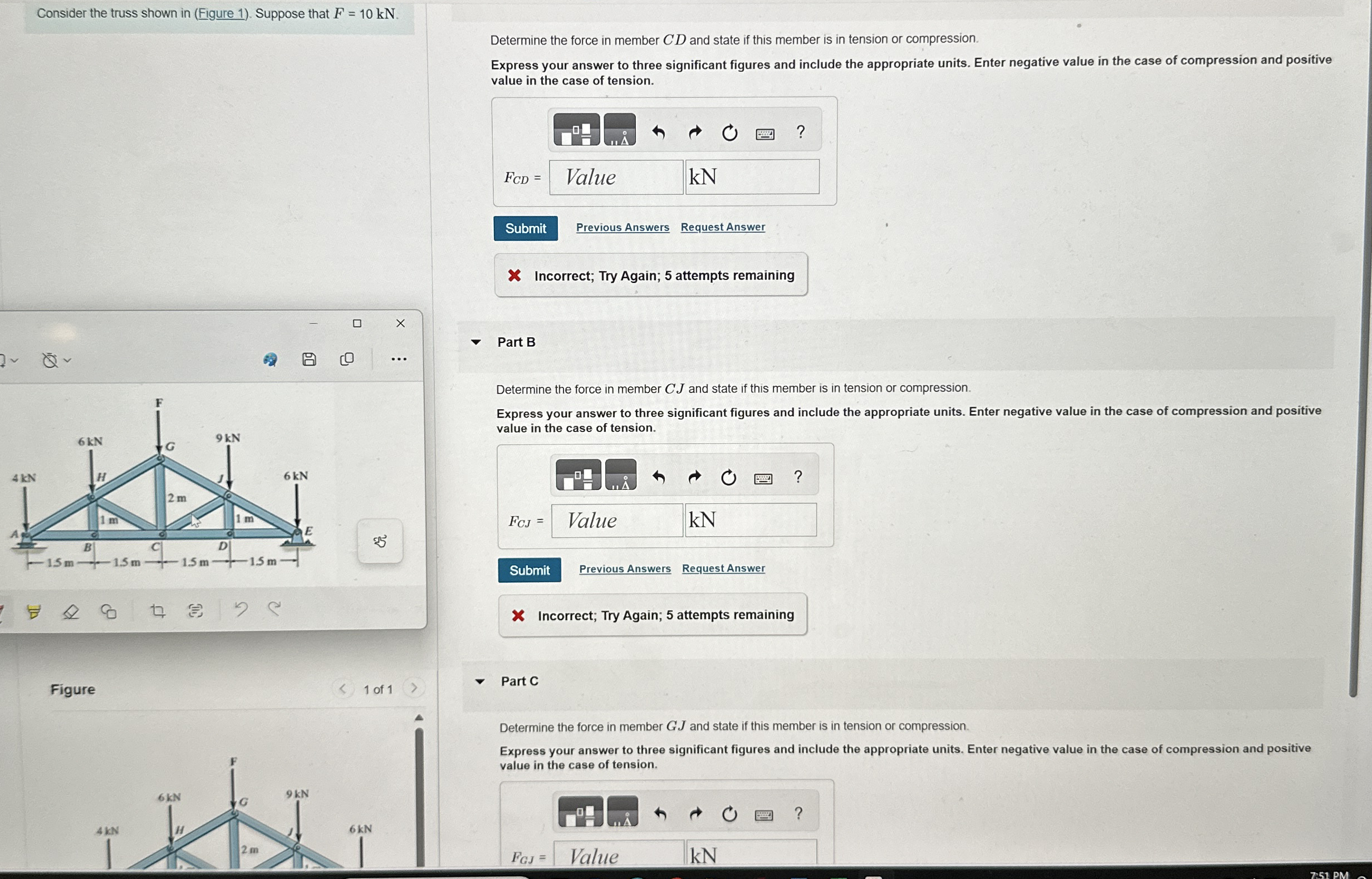 Consider the truss shown in ( Figure 1 ) .