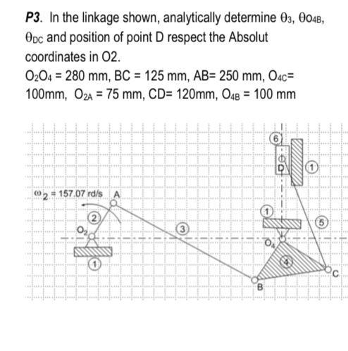 P 3 . In the linkage shown, analytically