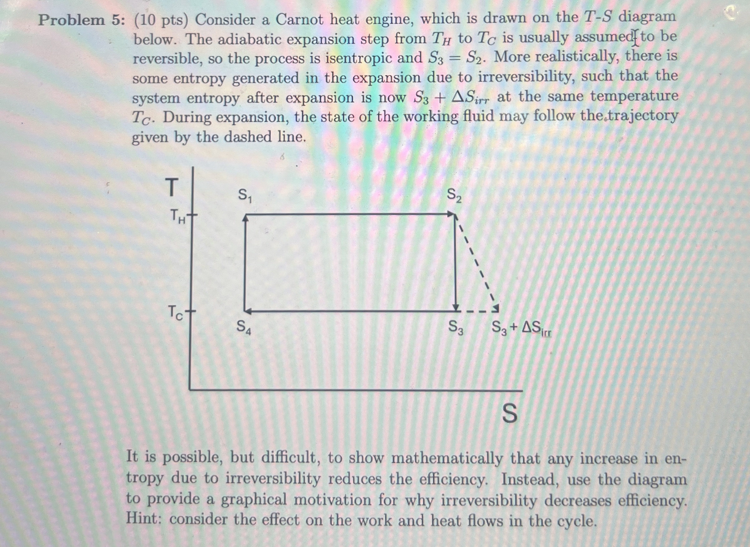 Problem 5 : ( 1 0 pts ) Consider a Carnot heat