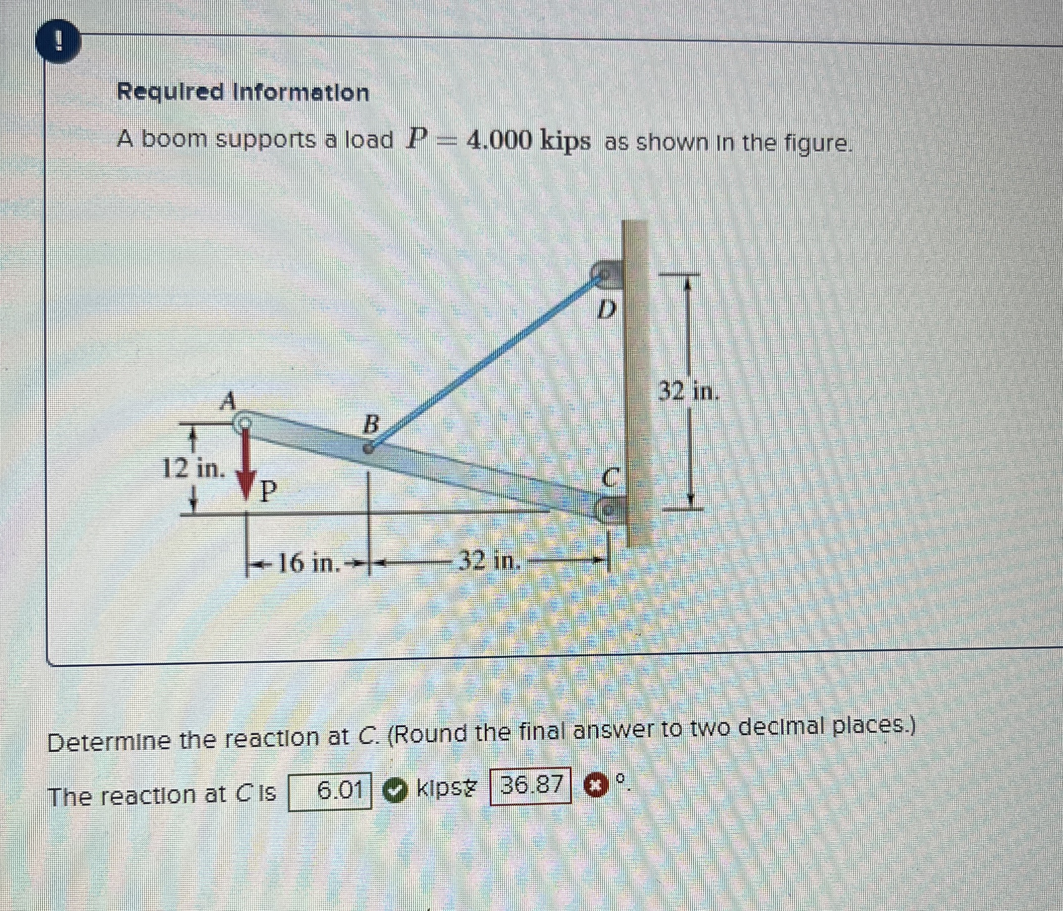 ! Required Information A boom supports a load P =