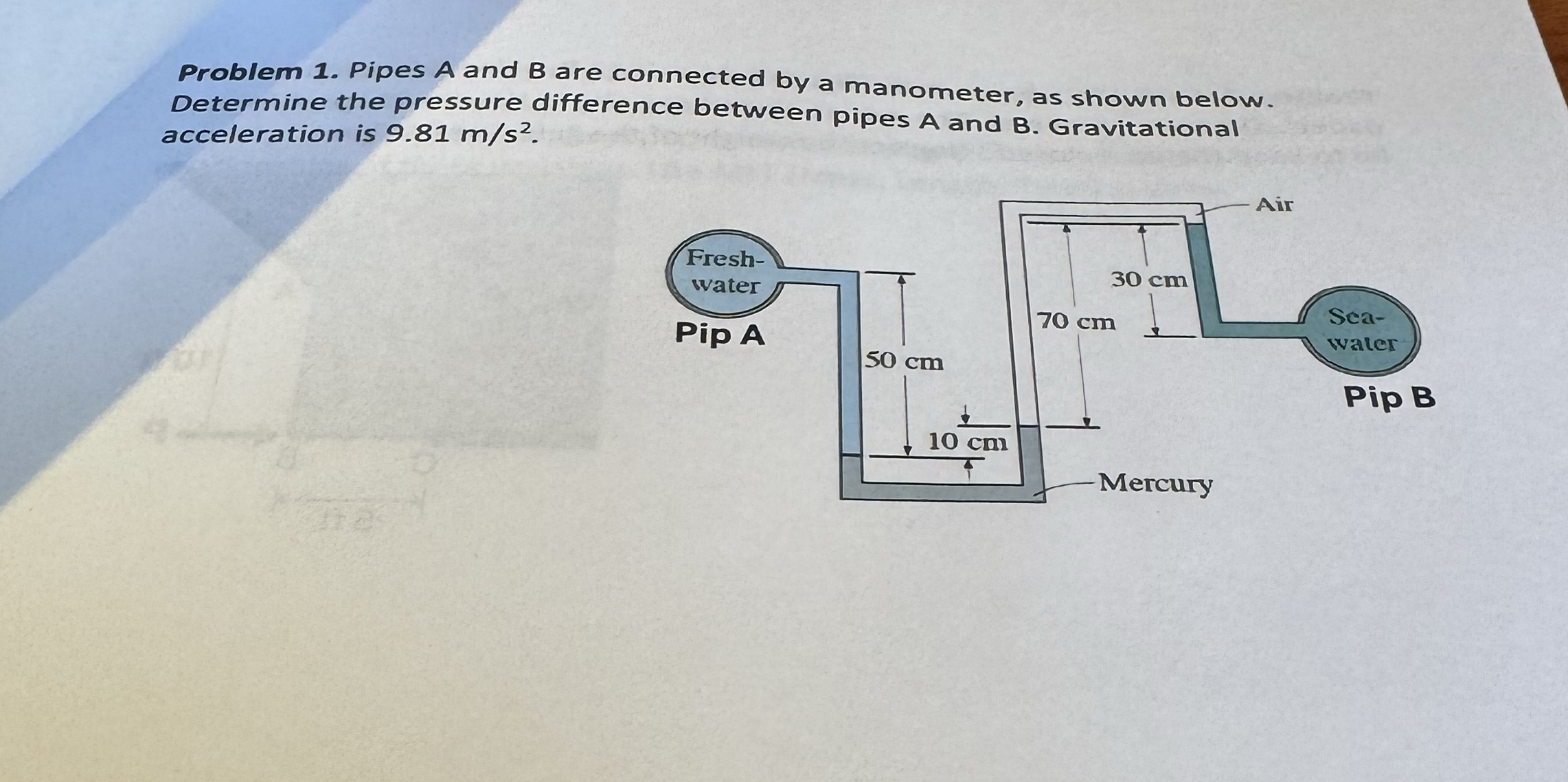 Problem 1 . Pipes A and B are connected by a