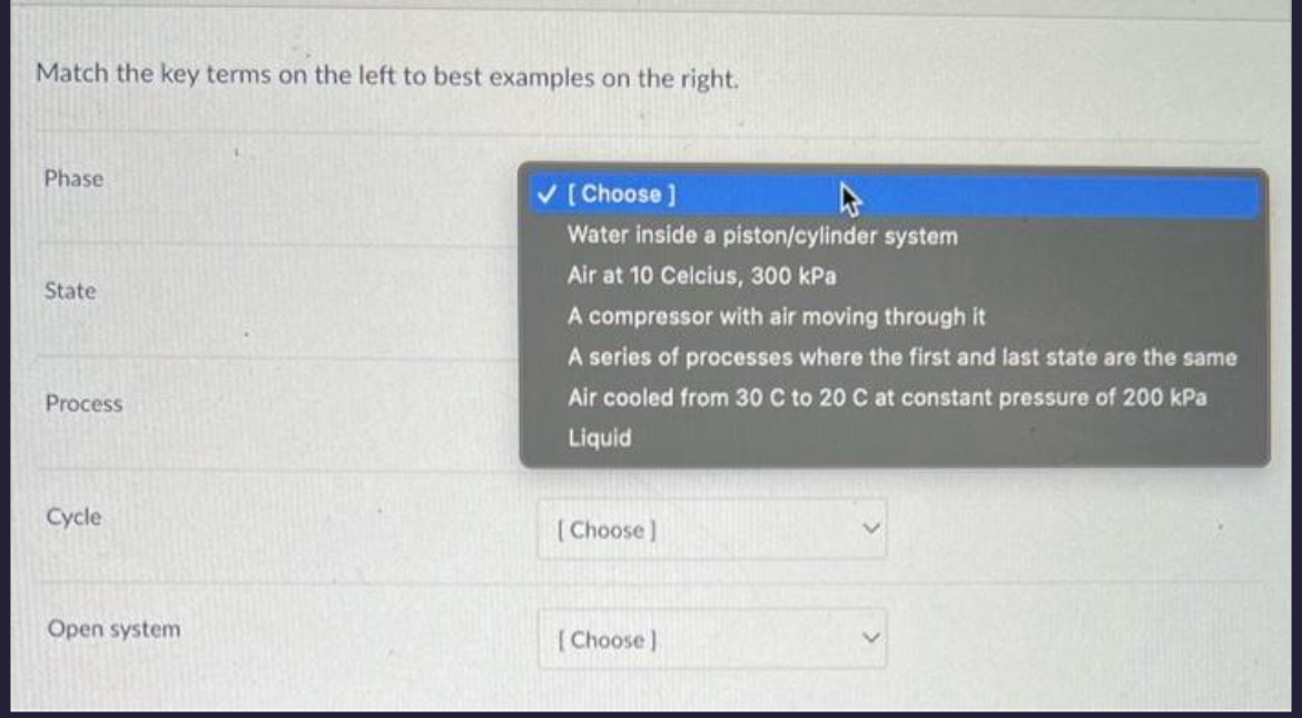 Match the key terms on the left to best examples