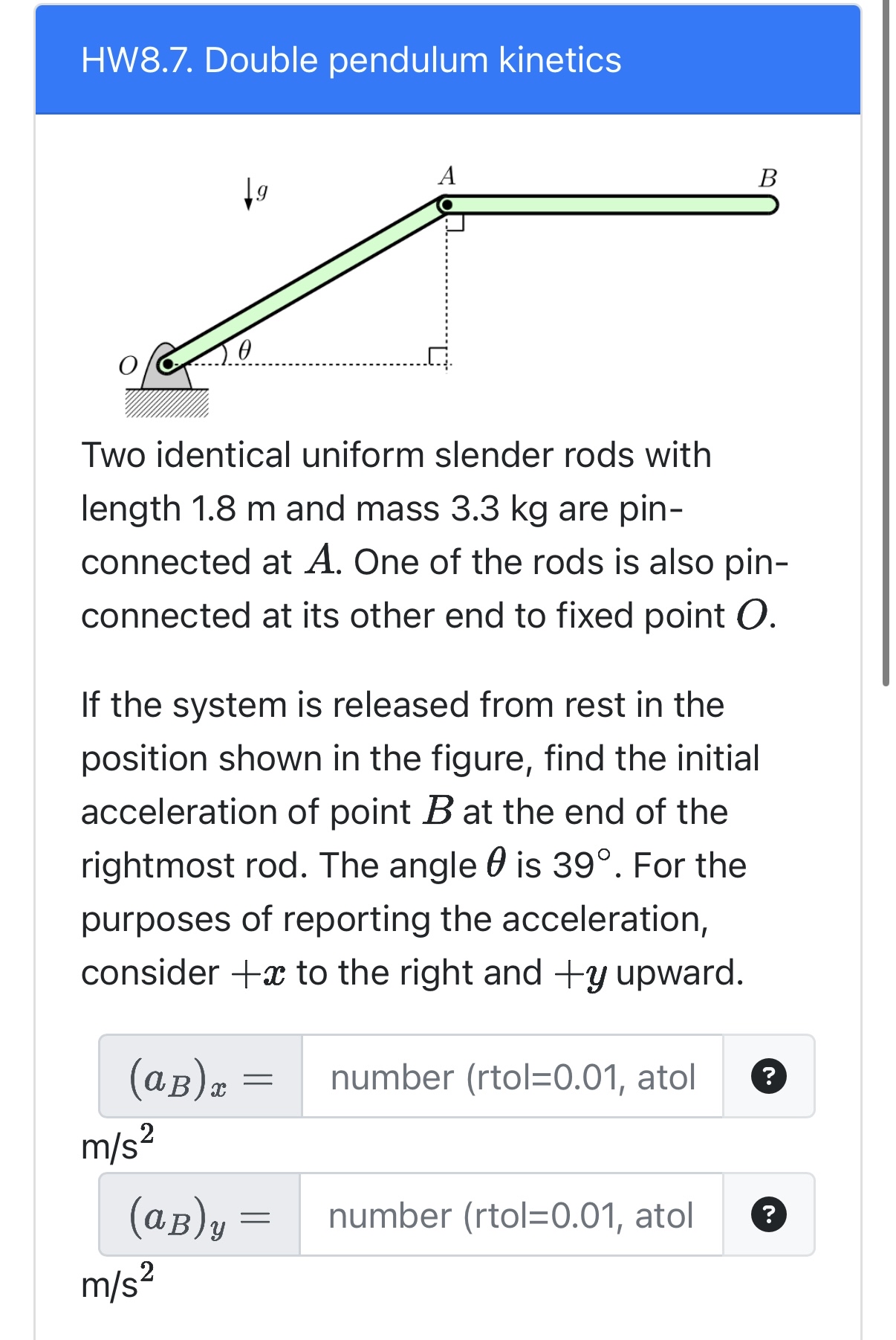 HW 8 . 7 . Double pendulum kinetics Two identical