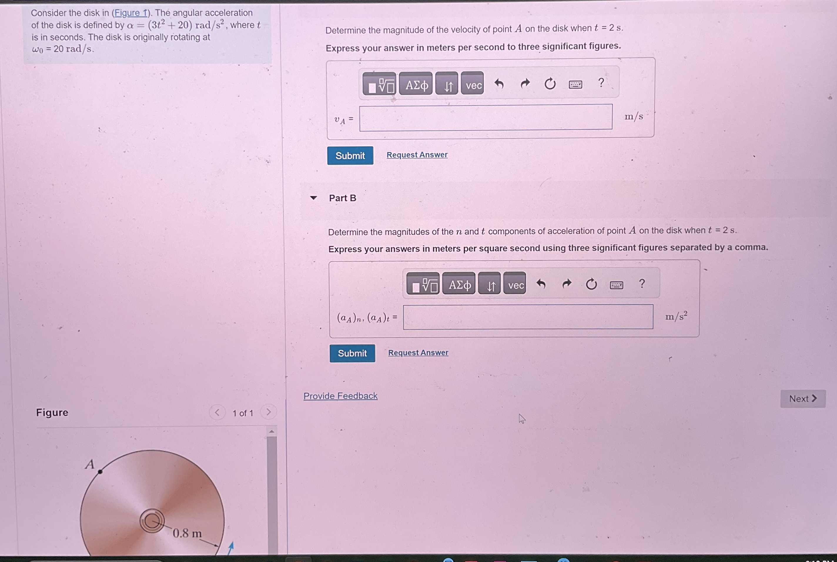 Consider the disk in ( Figure ) . The angular