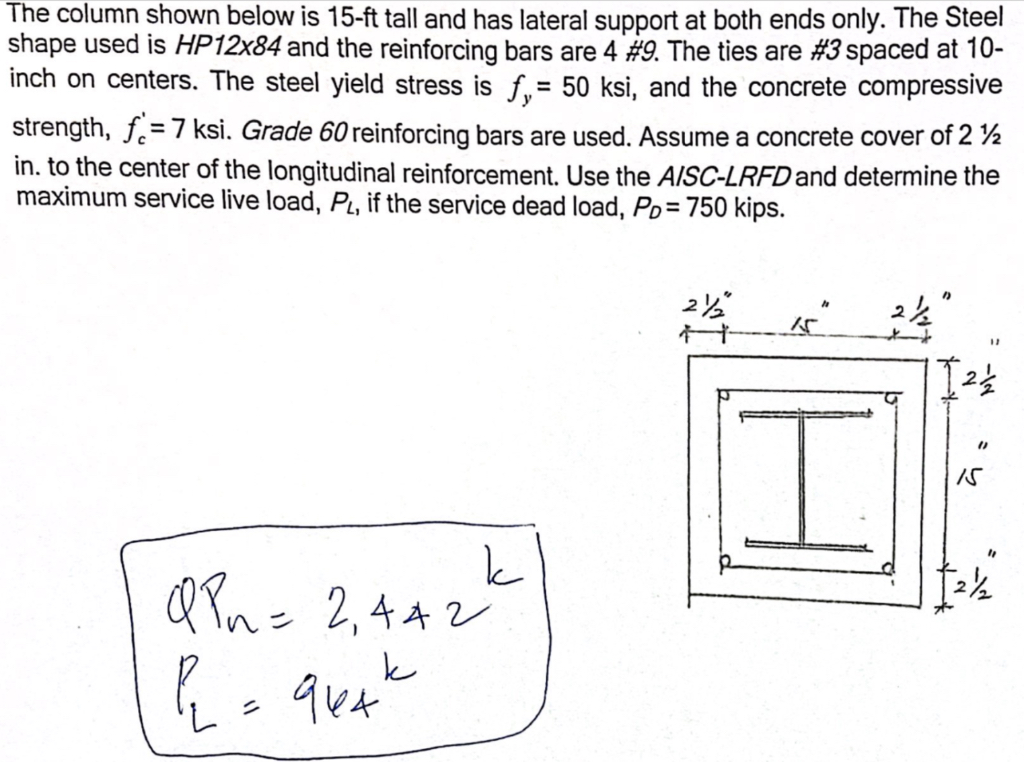Please solve with all steps The column shown