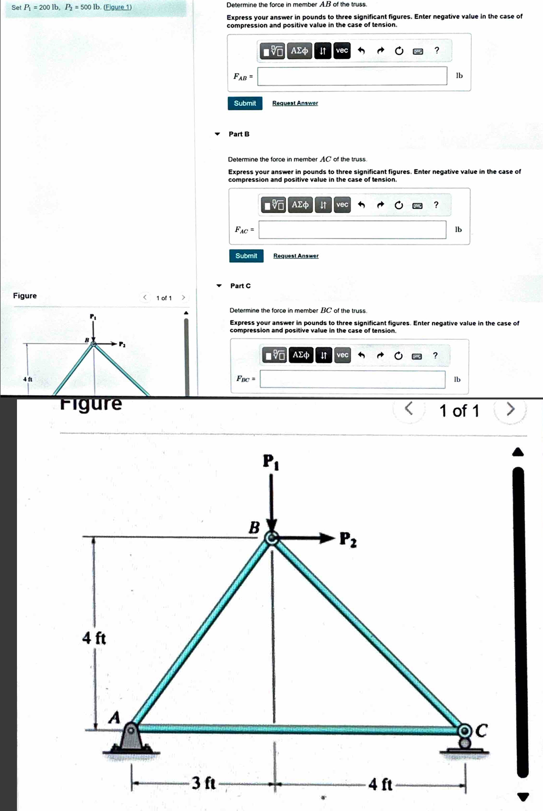 Set P 1 = 2 0 0 l b , P 2 = 5 0 0 l b . Eigure 1 )