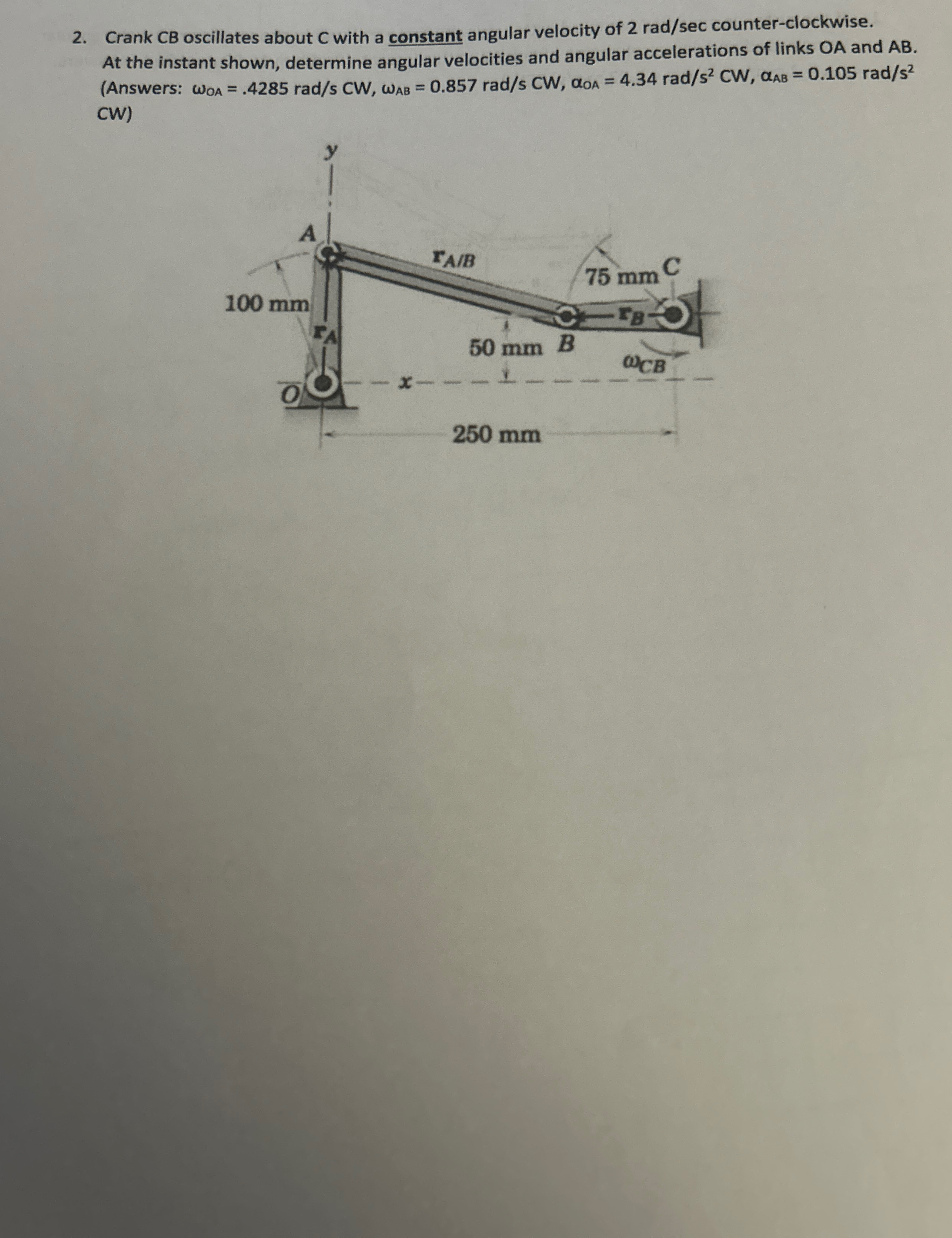 Crank C B oscillates about C with a constant