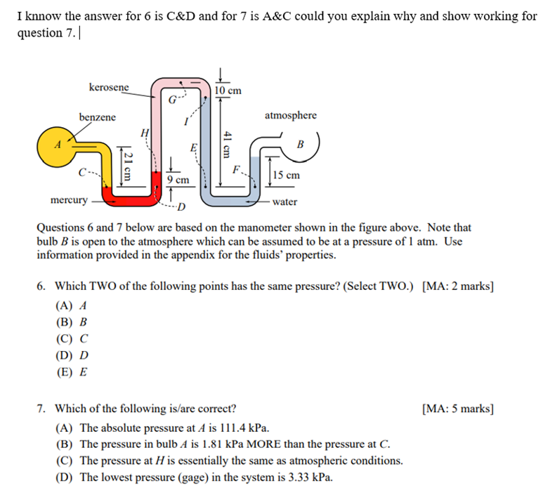 I knnow the answer for 6 is \ ( \ mathrm { C } \