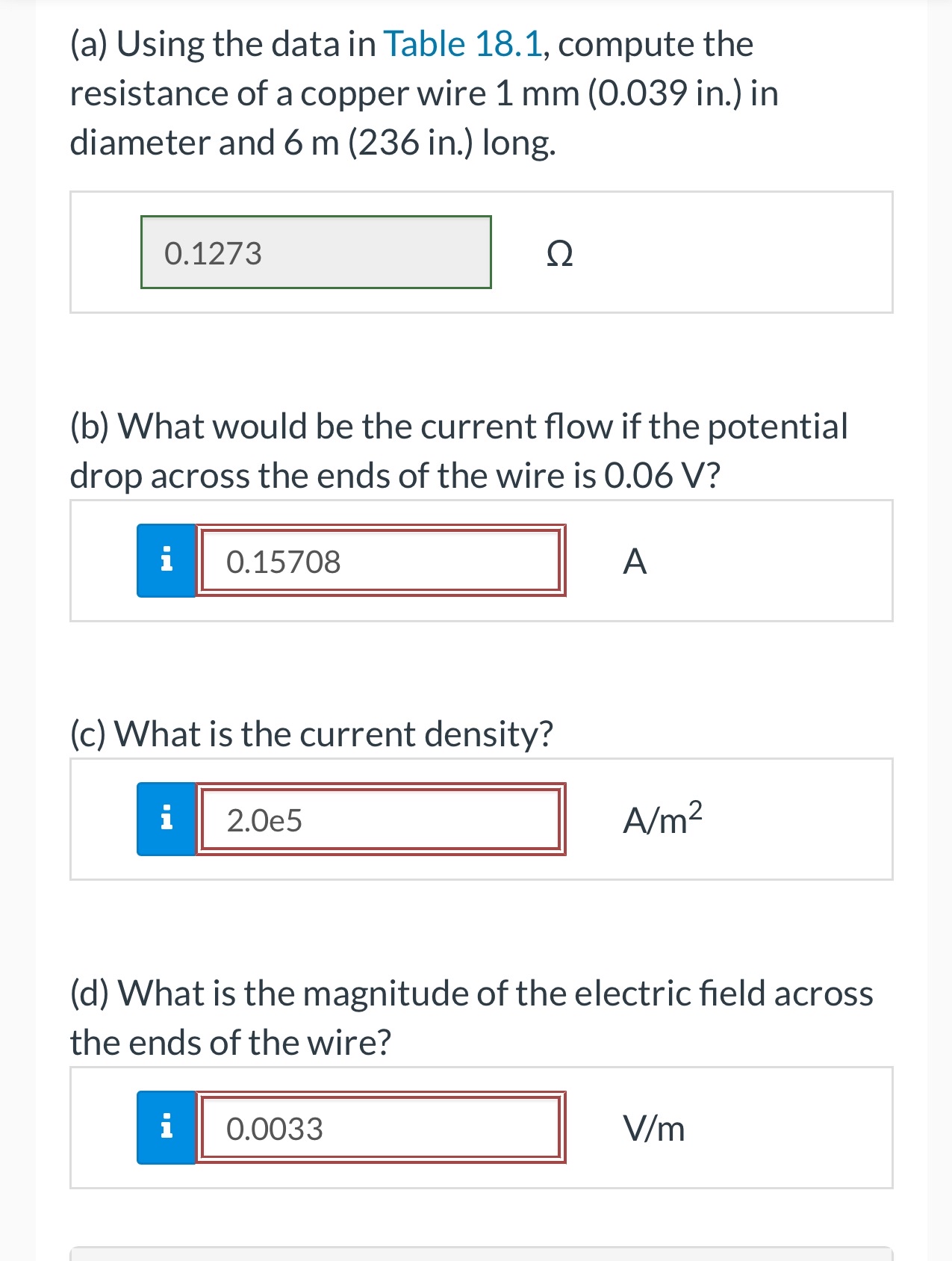 ( a ) Using the data in Table 1 8 . 1 , compute
