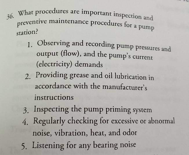 What procedures are important inspection and