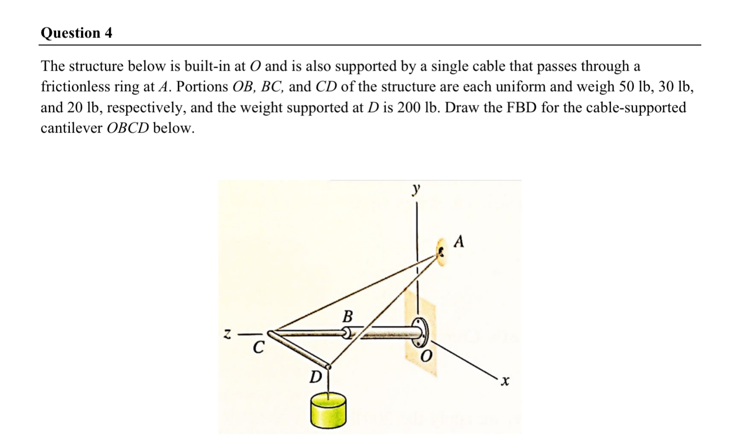 Question 4 The structure below is built - in at O