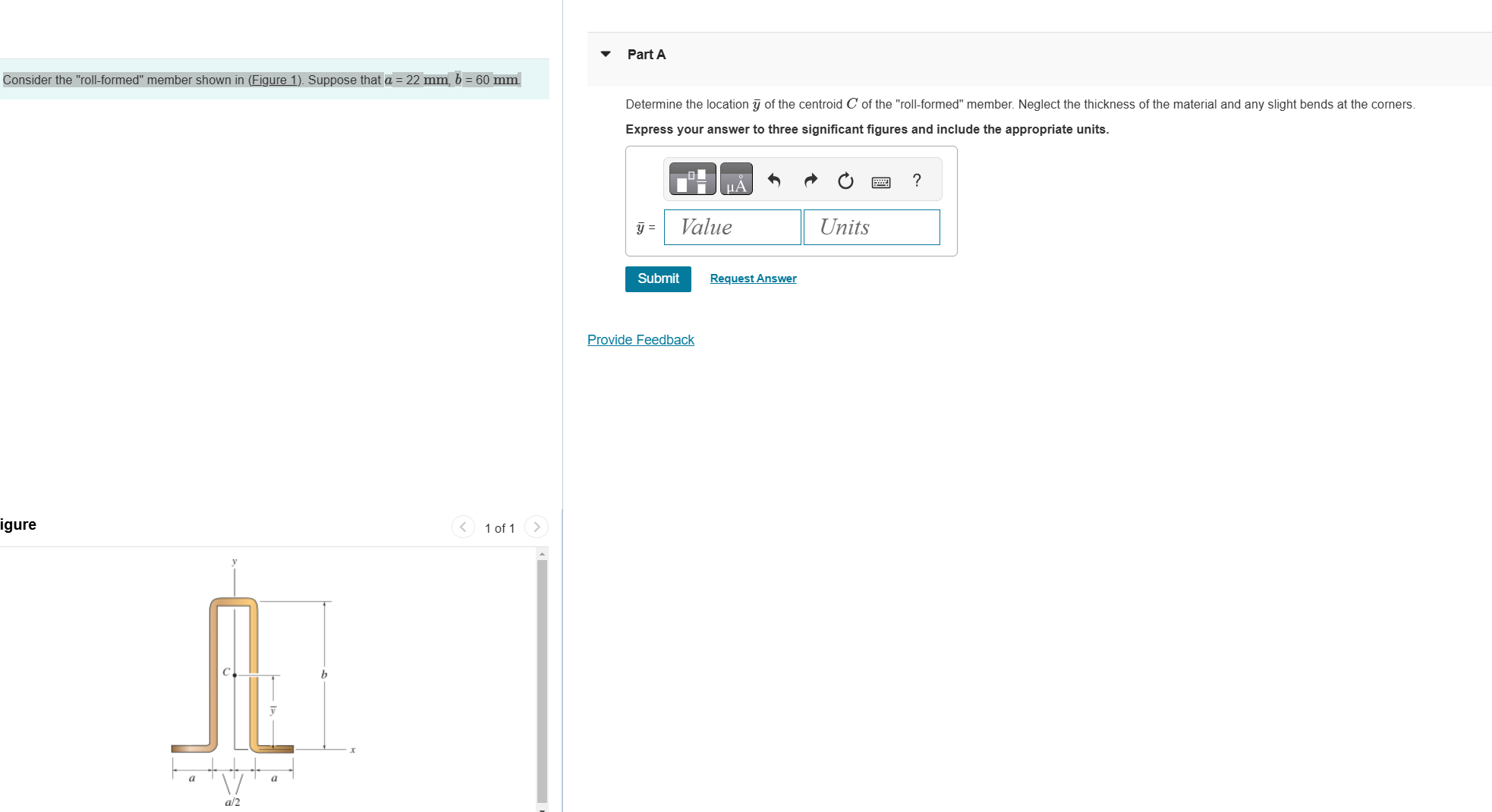 Determine the location ( ) / ( bar ) ( y ) of the