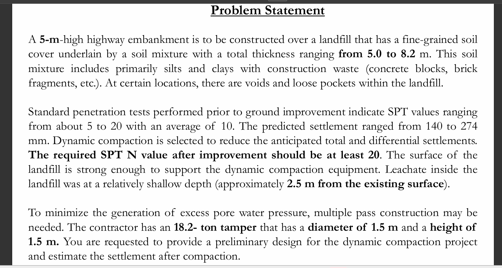 Problem Statement A 5 - m - high highway