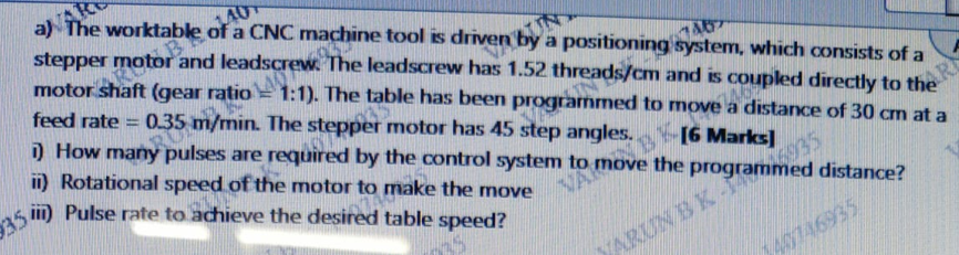a ) The worktable of a CNC machine tool is driven