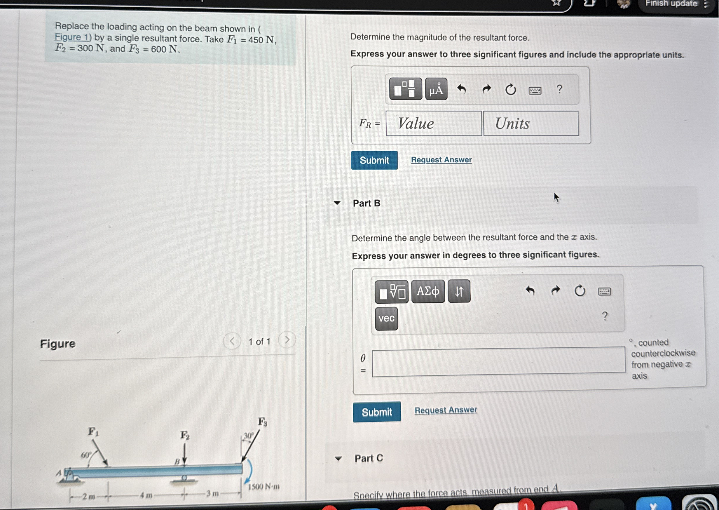 Figure 1 ) Replace the loading acting on the beam