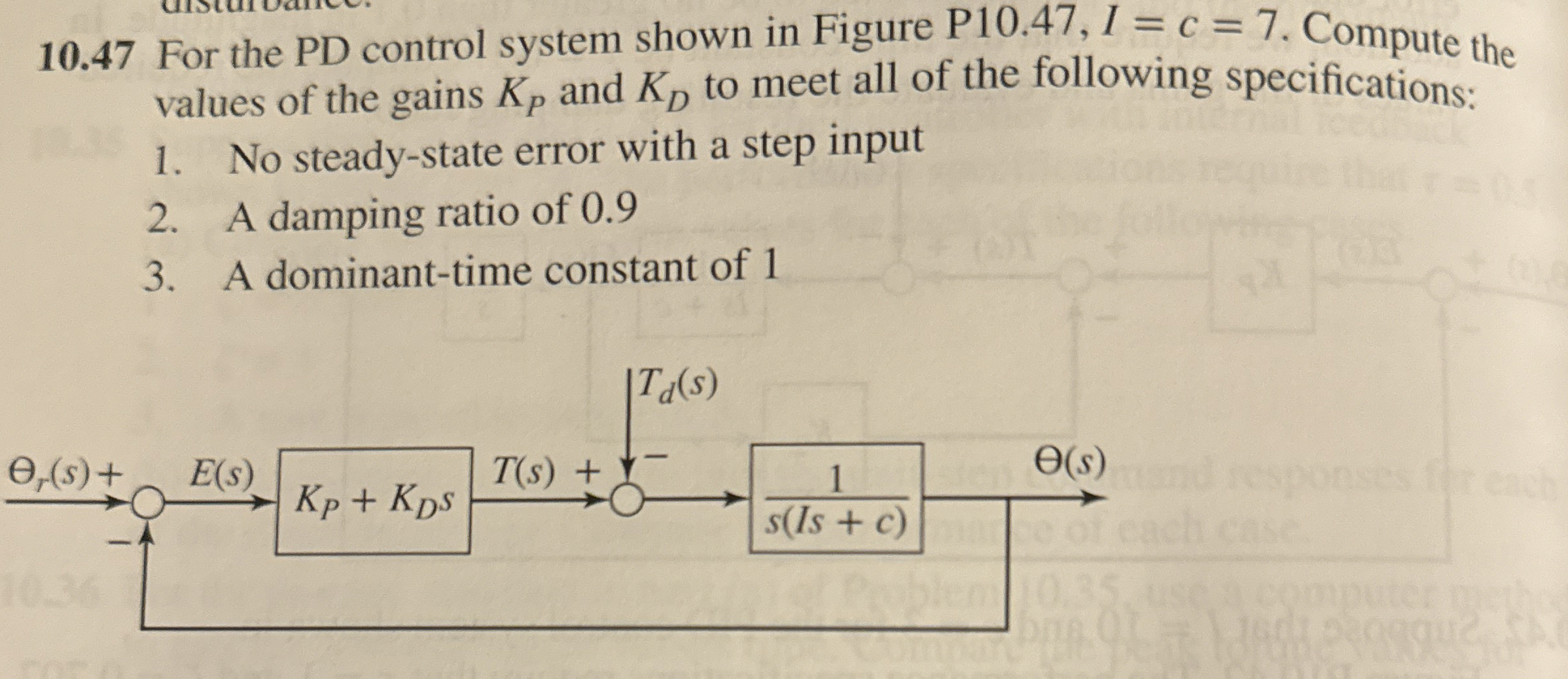 1 0 . 4 7 For the PD control system shown in