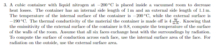 A cubic container with liquid nitrogen at - 2 0 0
