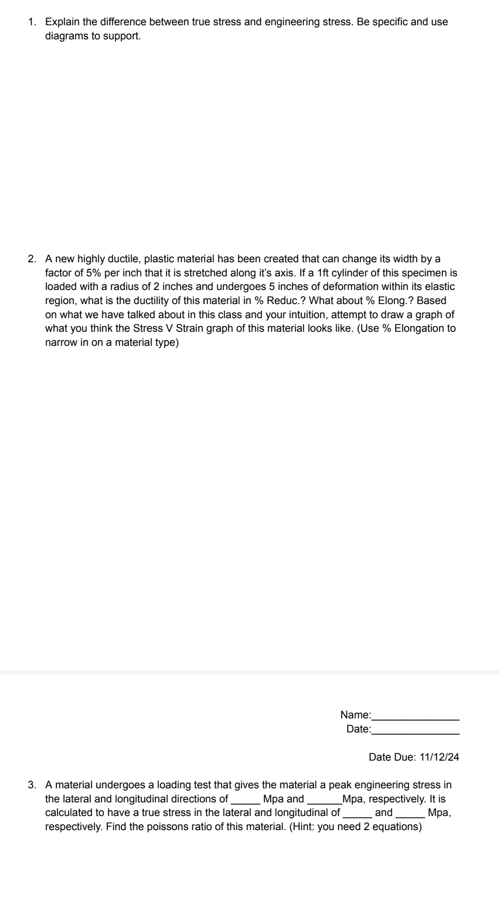 Explain the difference between true stress and