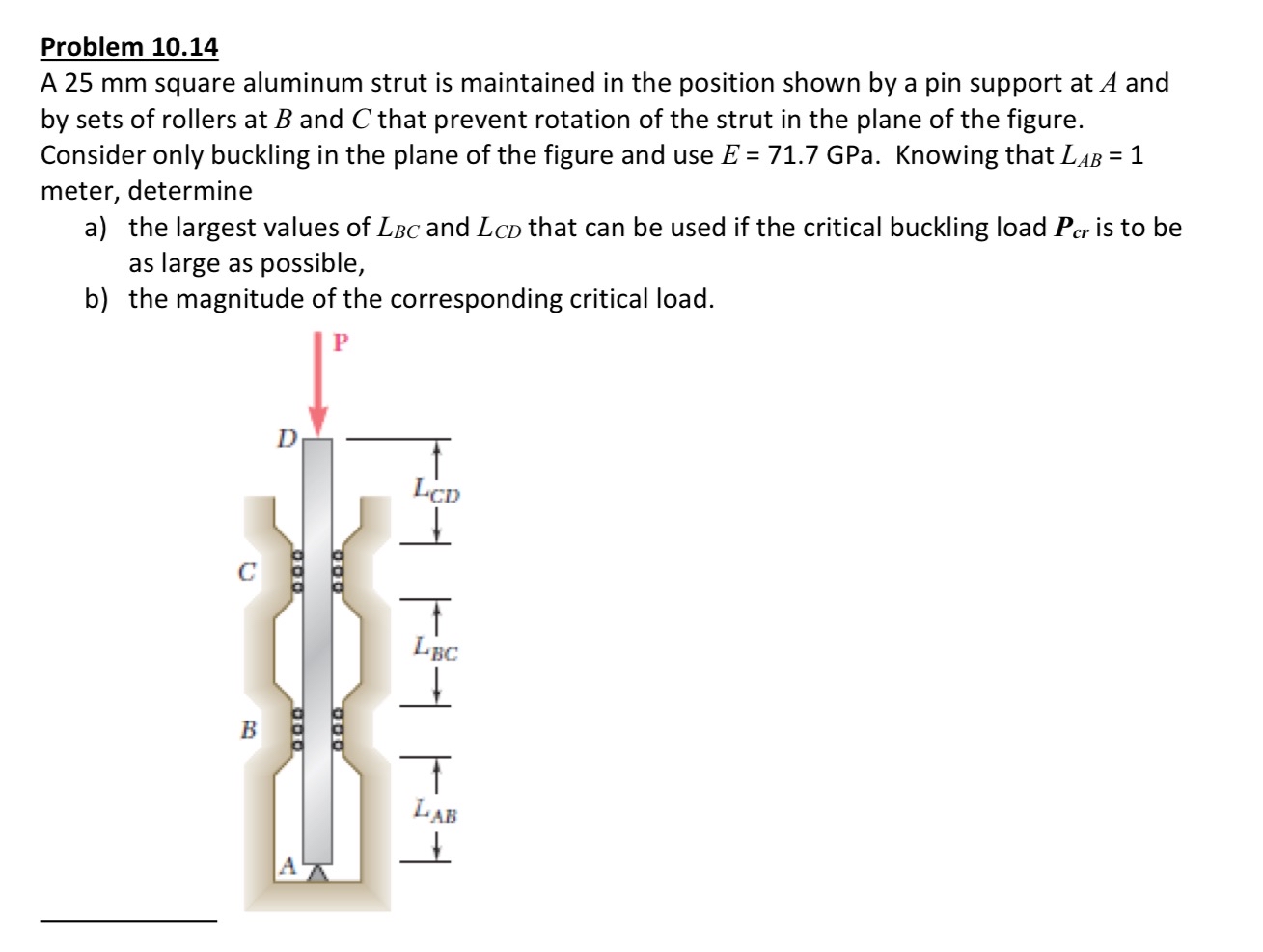 Problem 1 0 . 1 4 A 2 5 mm square aluminum strut