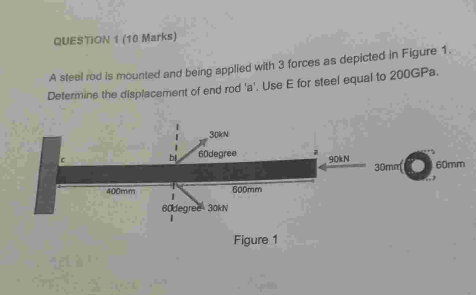 QUESTION 1 ( 1 0 Marks ) A steel rod is mounted