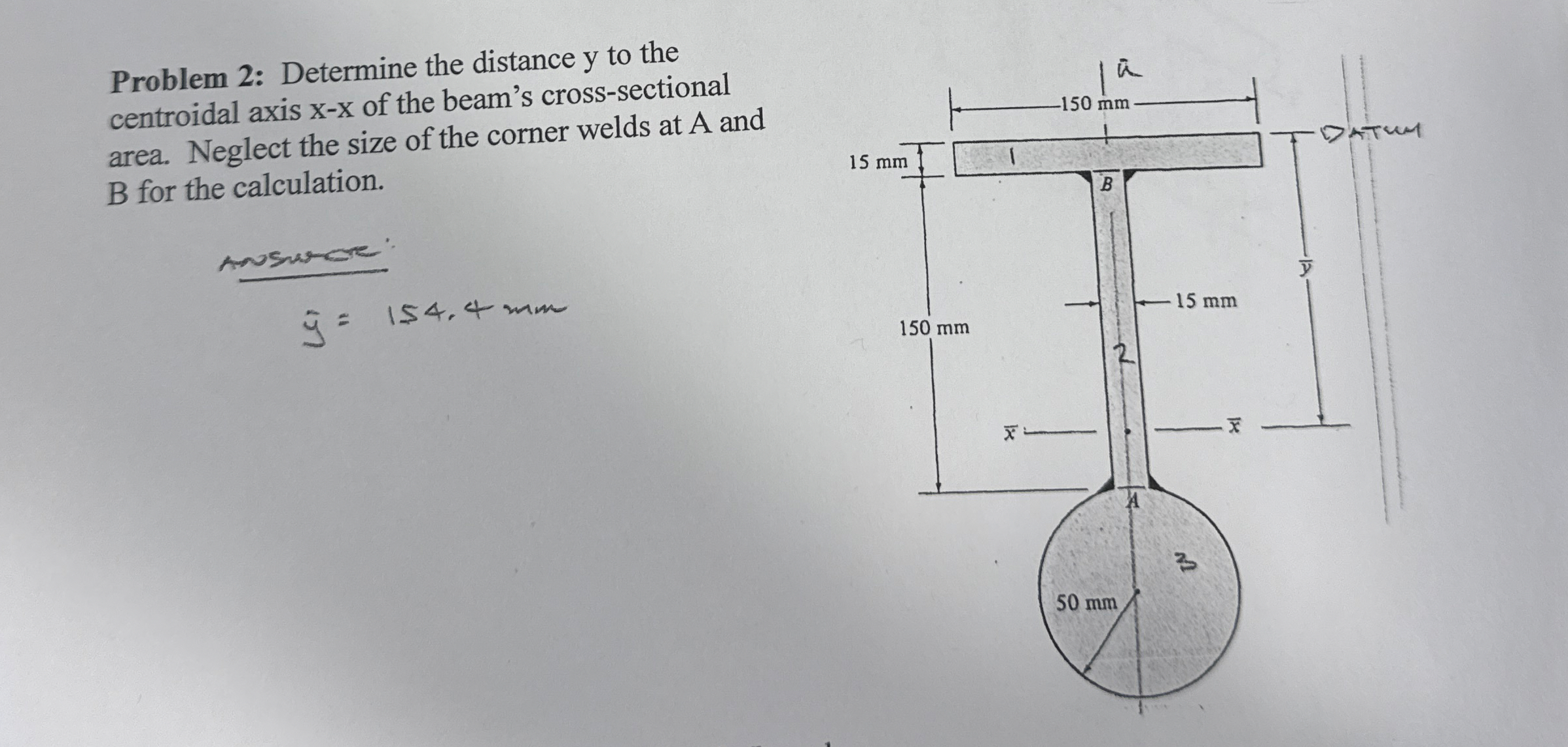 Problem 2 : Determine the distance y to the
