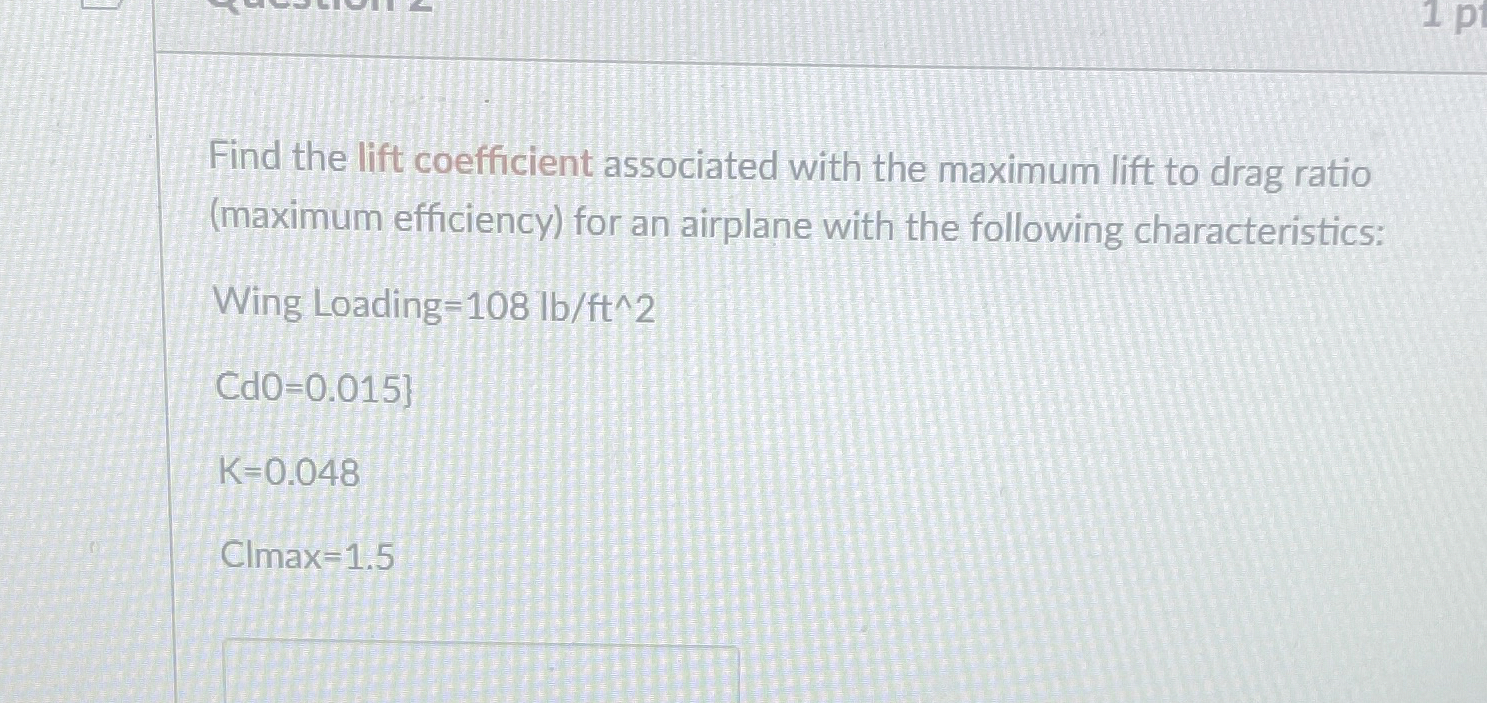 Find the lift coefficient associated with the