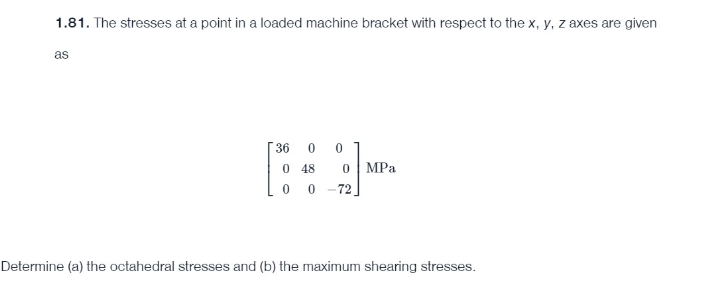 1 . 8 1 . The stresses at a point in a loaded