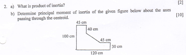 2 . a ) What is product of inertia? b ) Determine