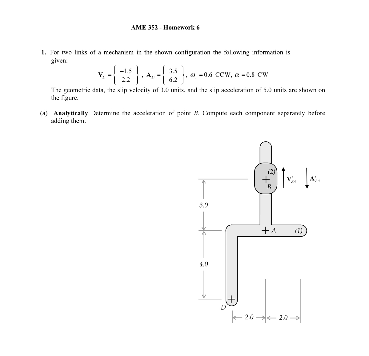 For two links of a mechanism in the shown