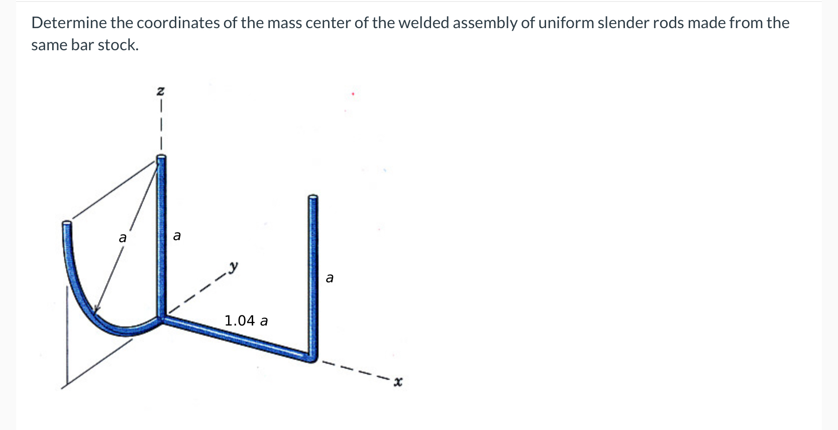 Determine the coordinates of the mass center of