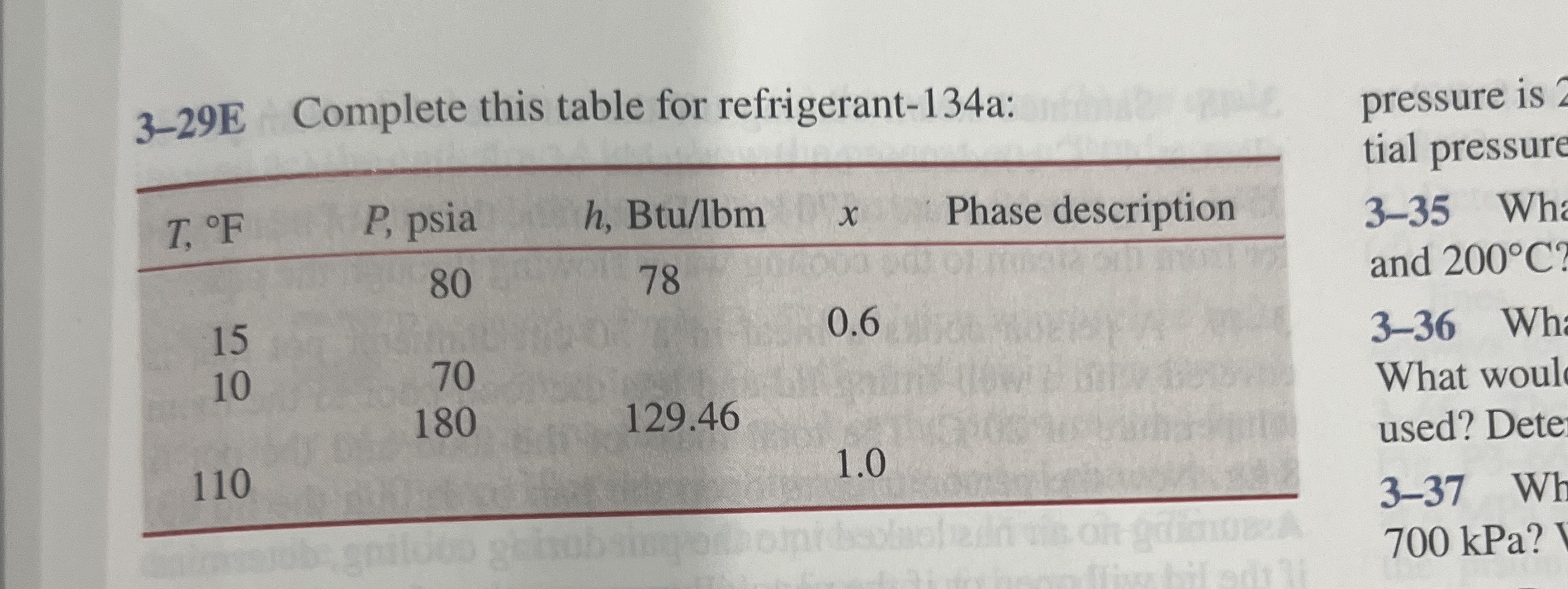 3 - 2 9 E Complete this table for refrigerant - 1