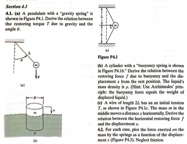 Section 4 . 1 4 . 1 . ( a ) A pendulum with a