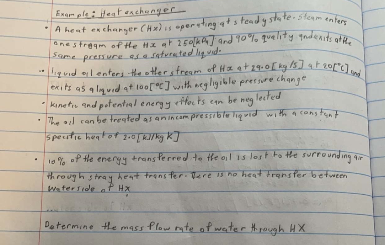 Example: Heat exchanger A heat exchanger ( H x )