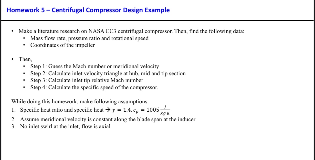 Homework 5 - Centrifugal Compressor Design
