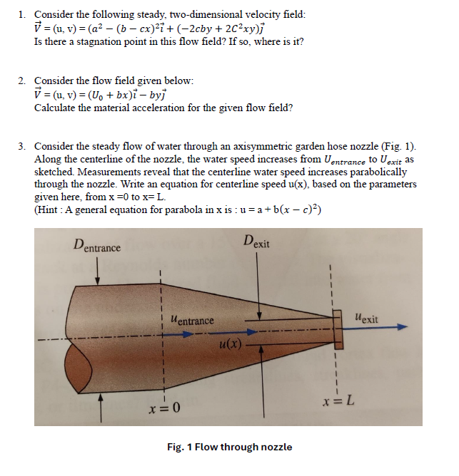 Consider the following steady, two - dimensional
