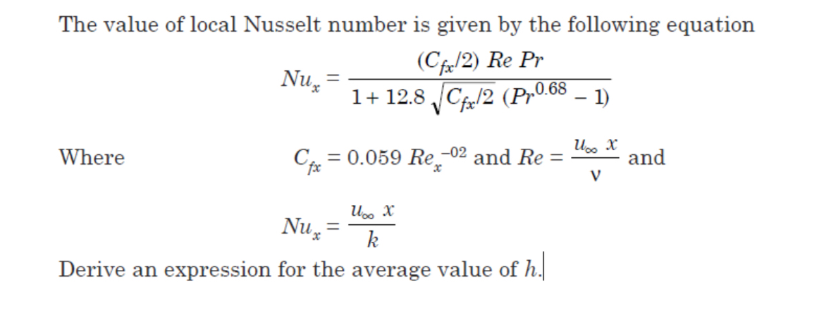 The value of local Nusselt number is given by the