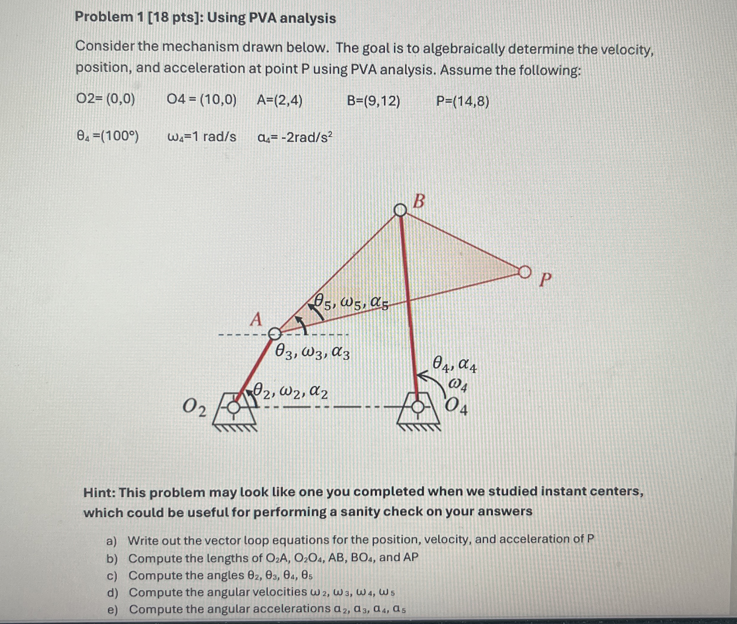 Problem 1 [ 1 8 pts ] : Using PVA analysis