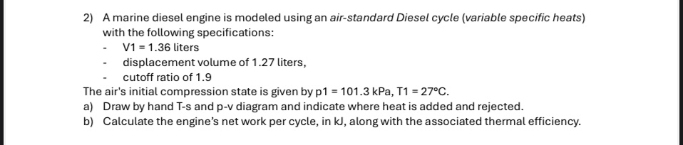 A marine diesel engine is modeled using an air -