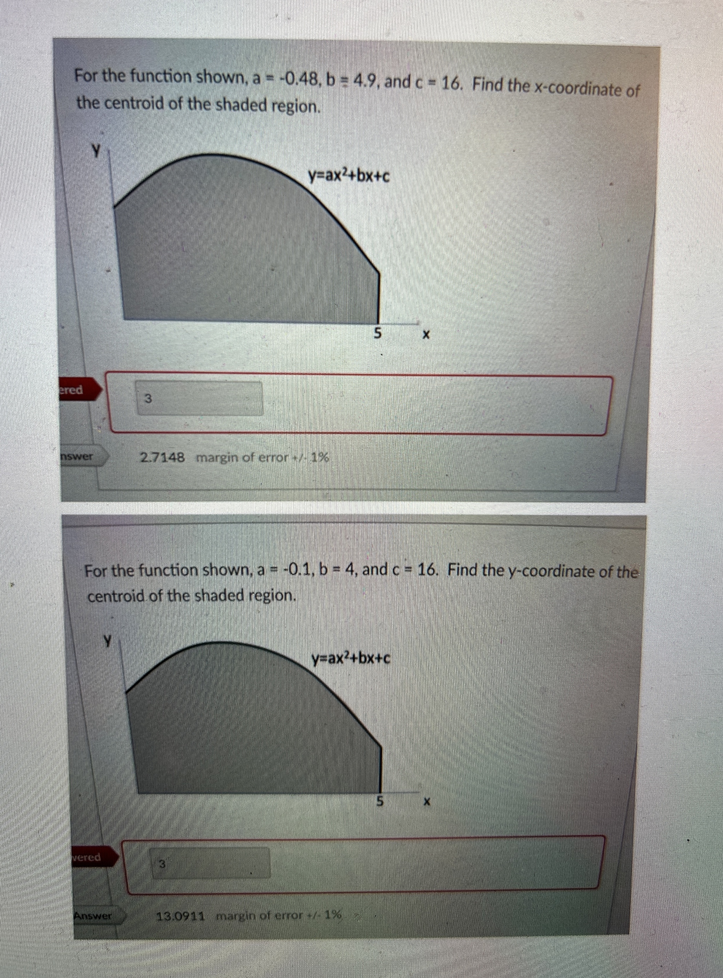 For the function shown, a = - 0 . 4 8 , b = 4 . 9