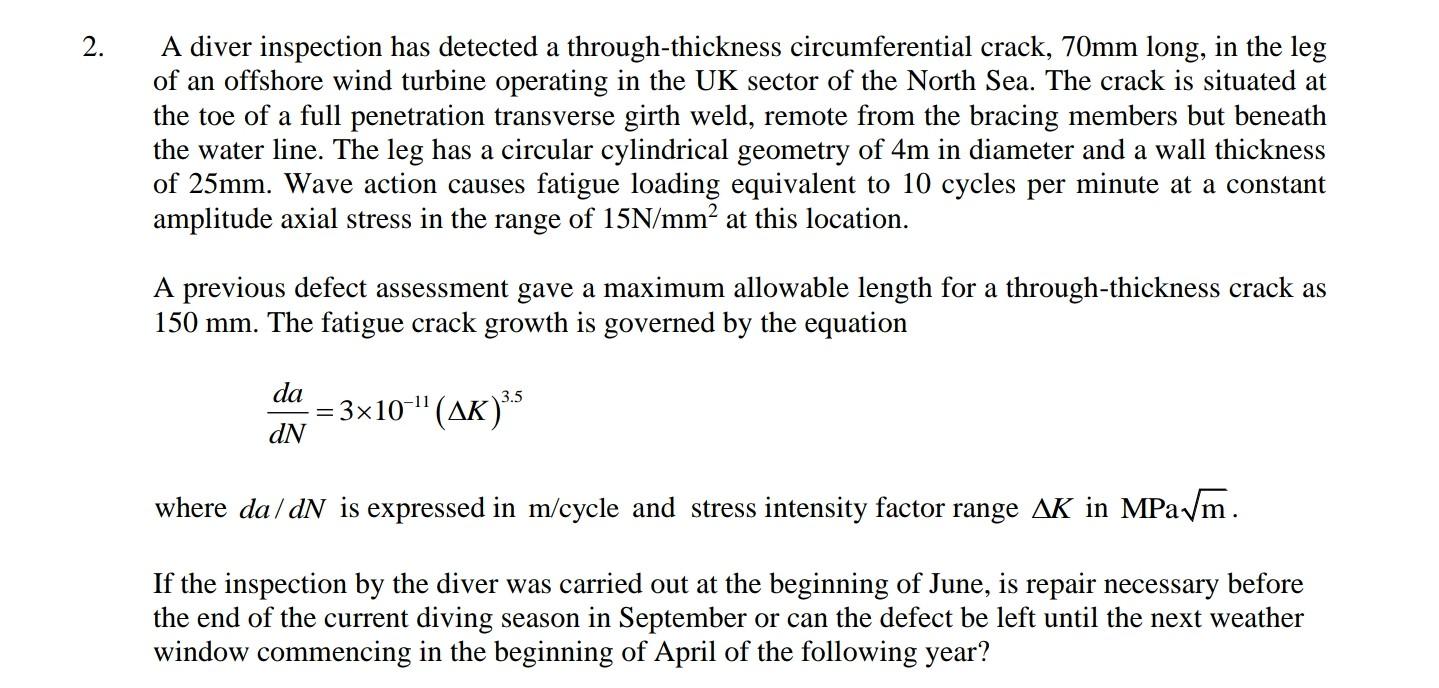 A diver inspection has detected a through -