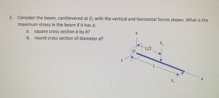 2 . Consider the beam, cantilevered at \ ( O \ )
