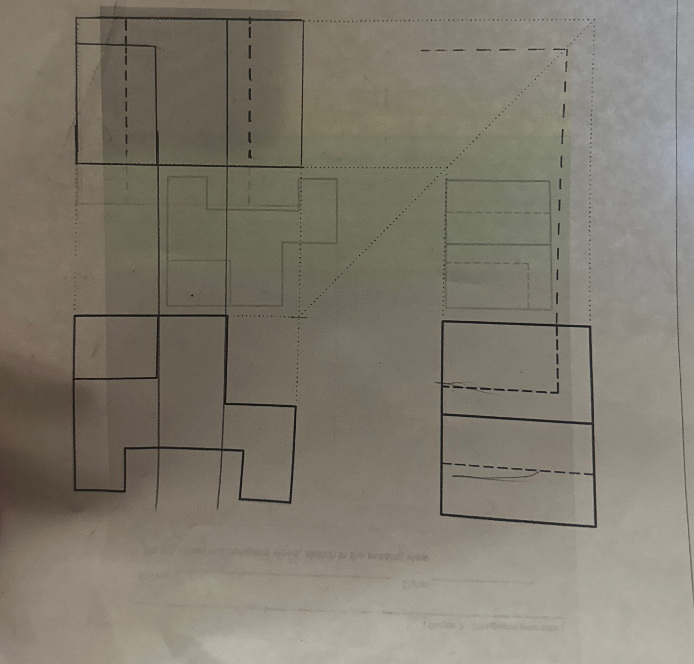 given the views, draw the isometric projection.
