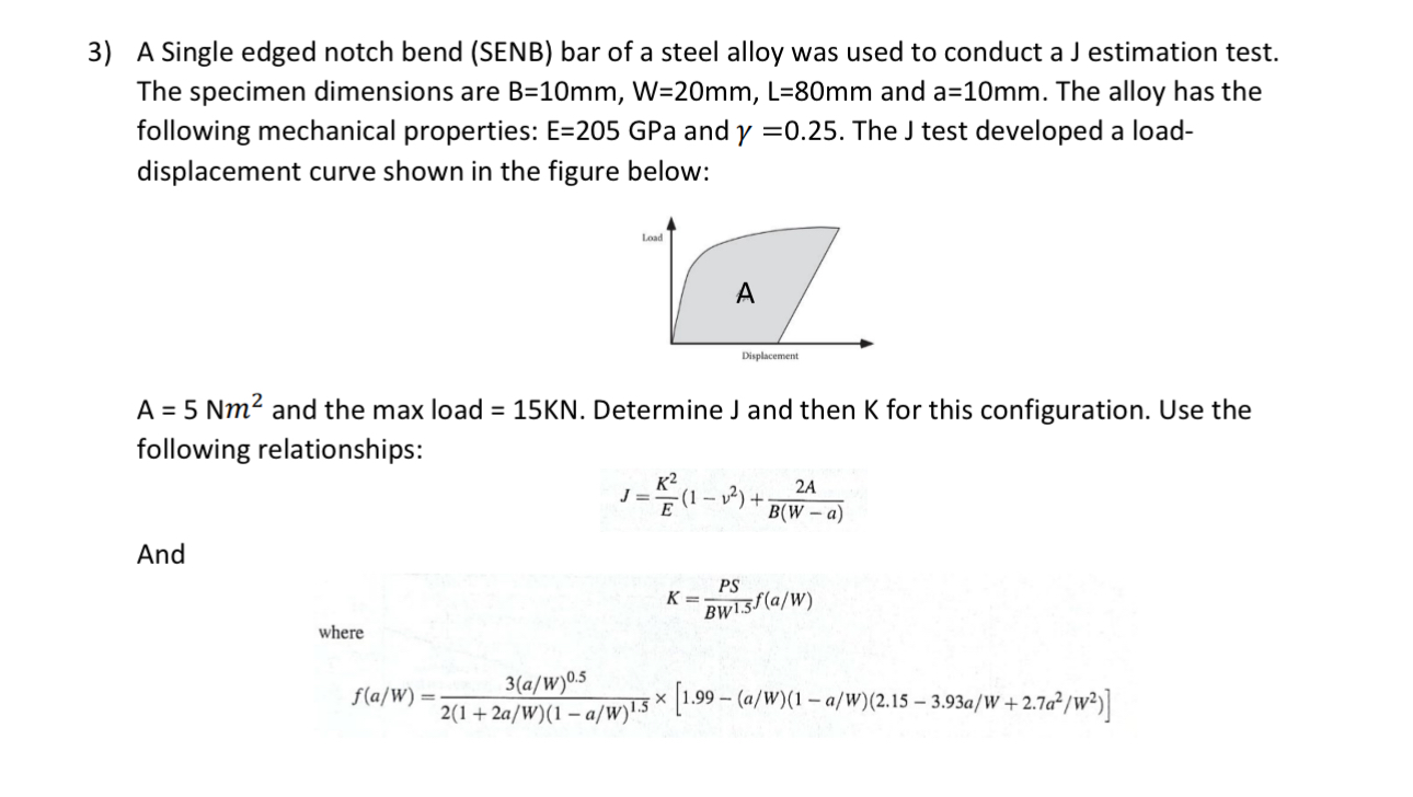A Single edged notch bend ( SENB ) bar of a steel