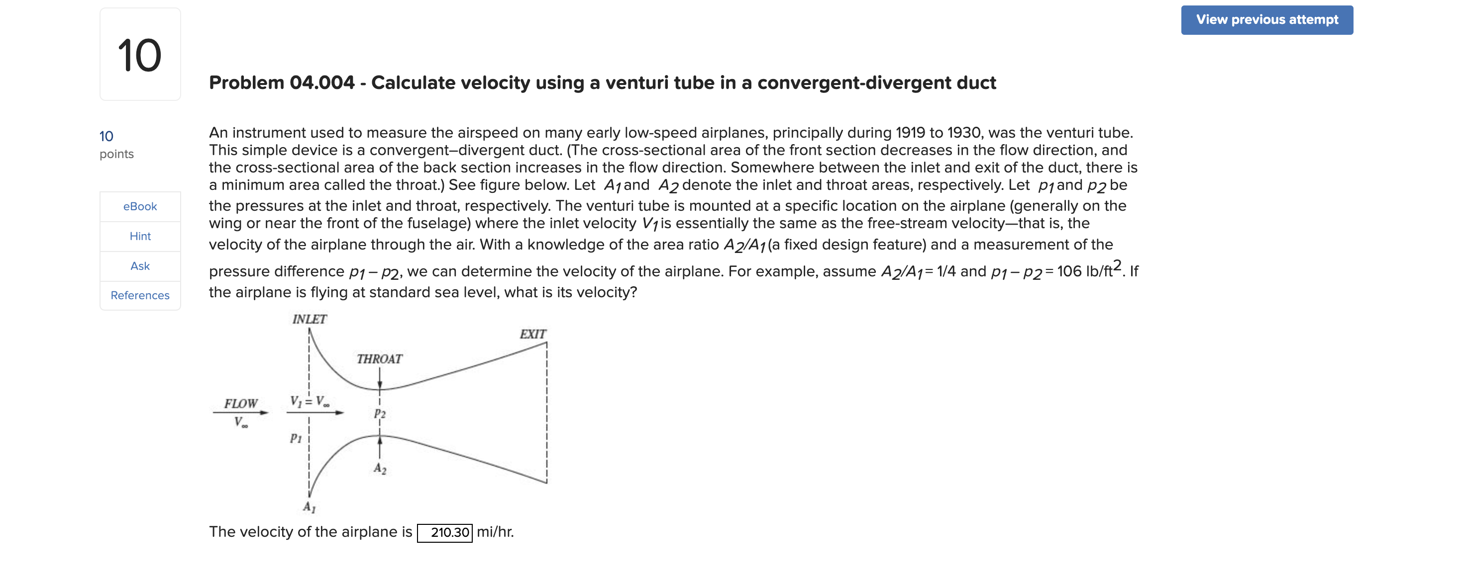 Problem 0 4 . 0 0 4 - Calculate velocity using a